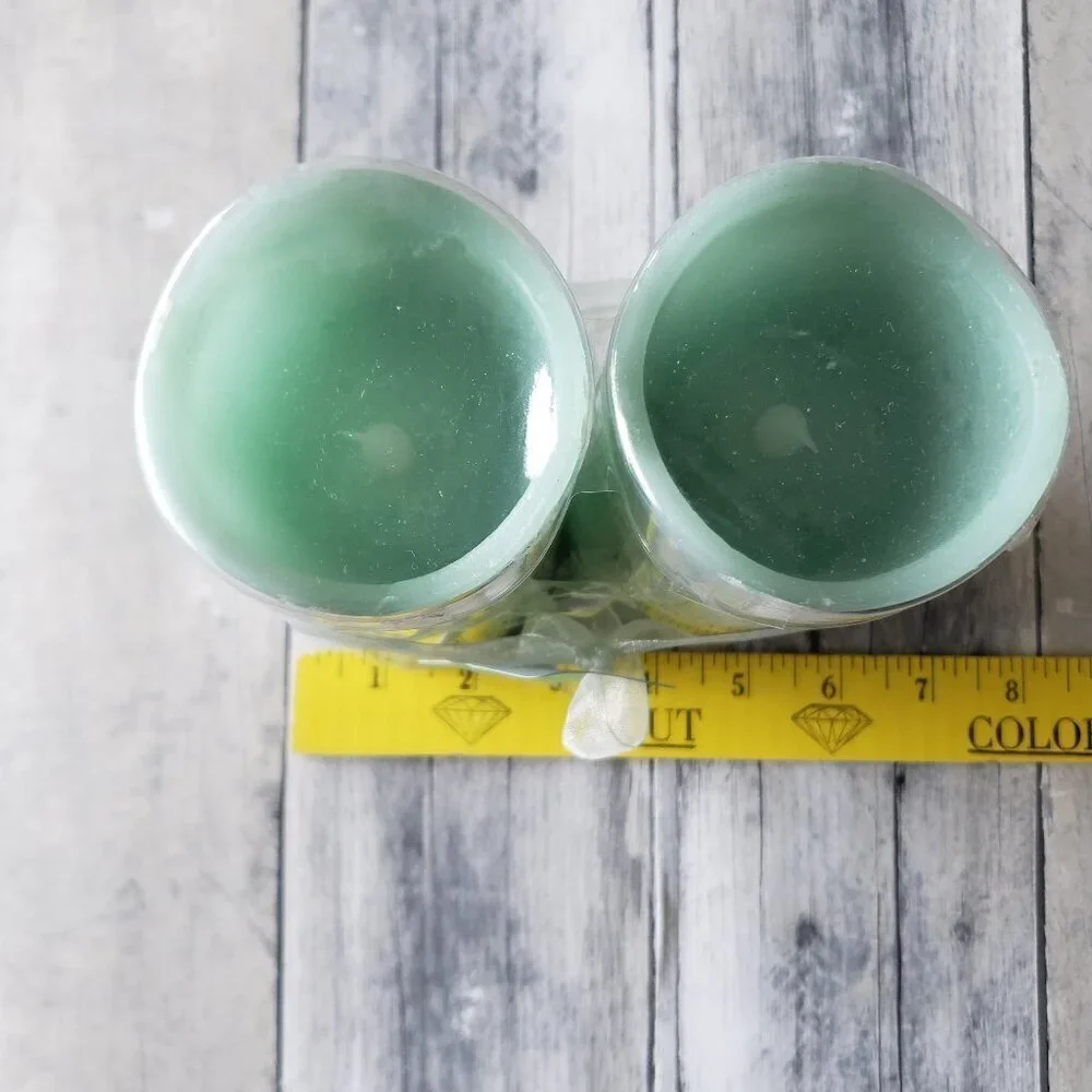 NWT - Mikasa Set of 2 Led Candles Seafoam Green with White Coral Accents